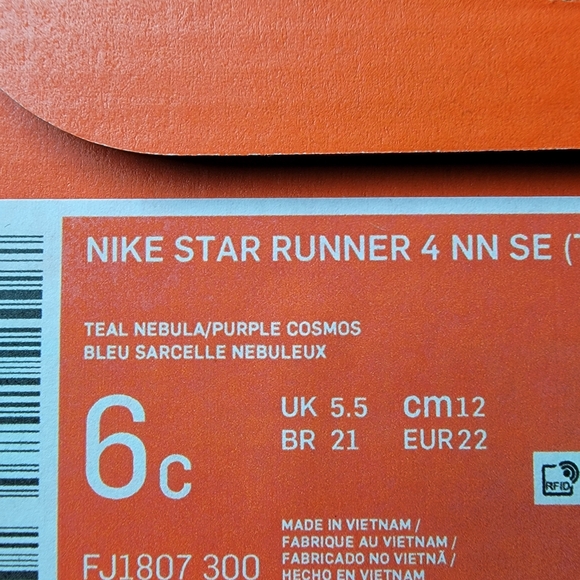Nike Star Runner 4 Teal Purple Cosmo Baby Toddler Boy Girl Size 6C With Box - Picture 9 of 10
